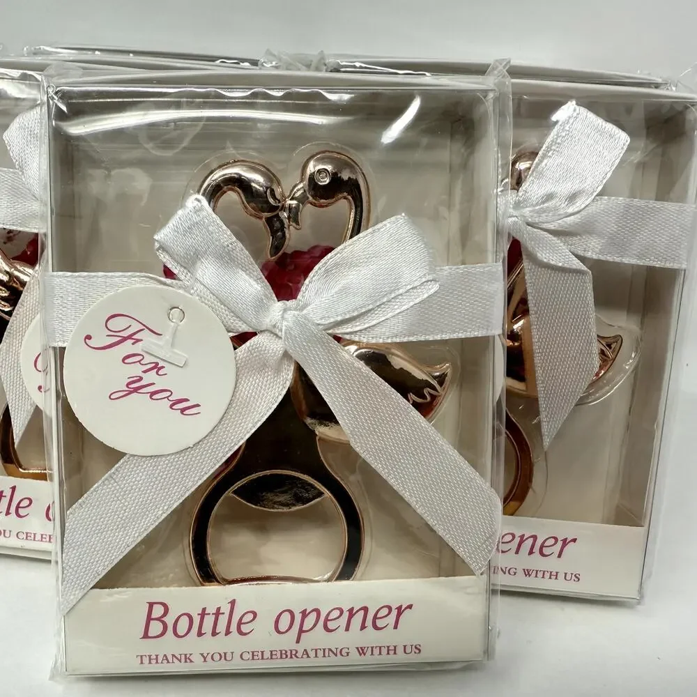 Lot Of 12 Bottle Opener Kissing Heart Flamingo Wedding Favors Gifts Bridal Party